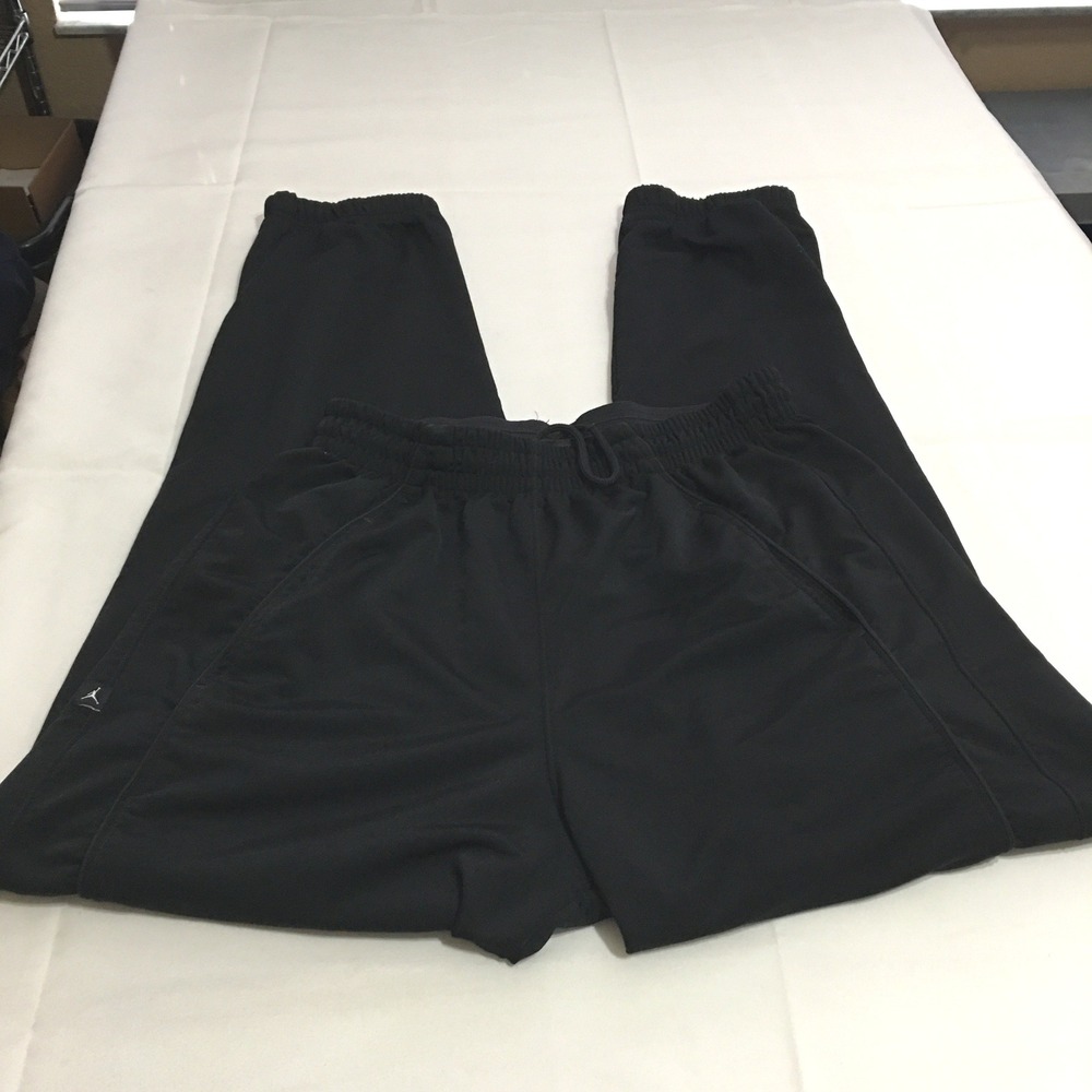 Jordan Track Pants Mens Large Black Jumpman Logo Elastic Waist Zipper Leg